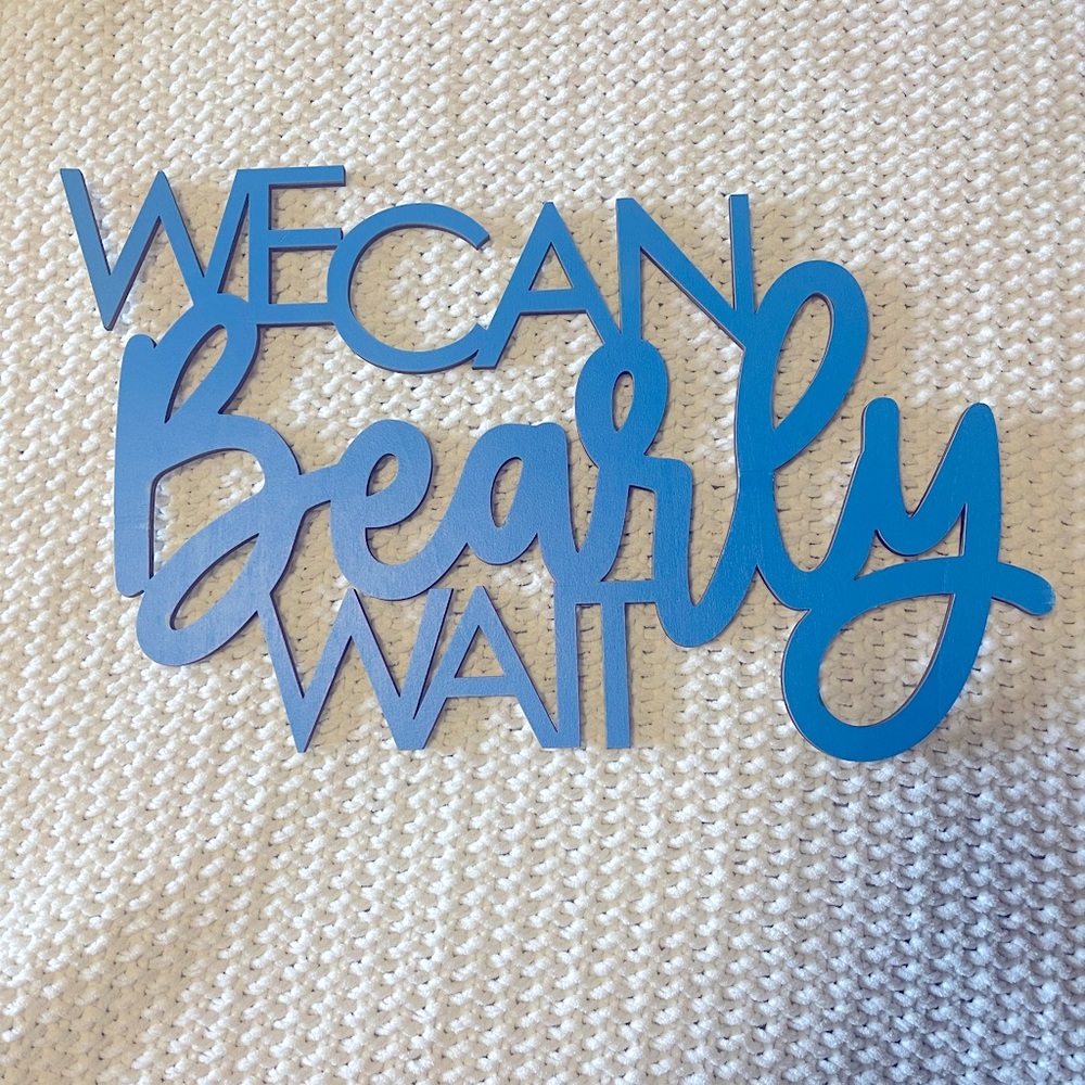 “We Can Bearly Wait” wooden baby shower sign🧸